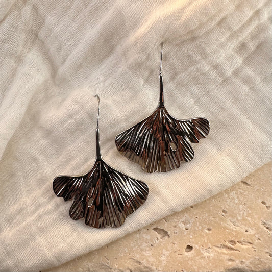 Boucles d'oreilles "Ginkgo" argentées